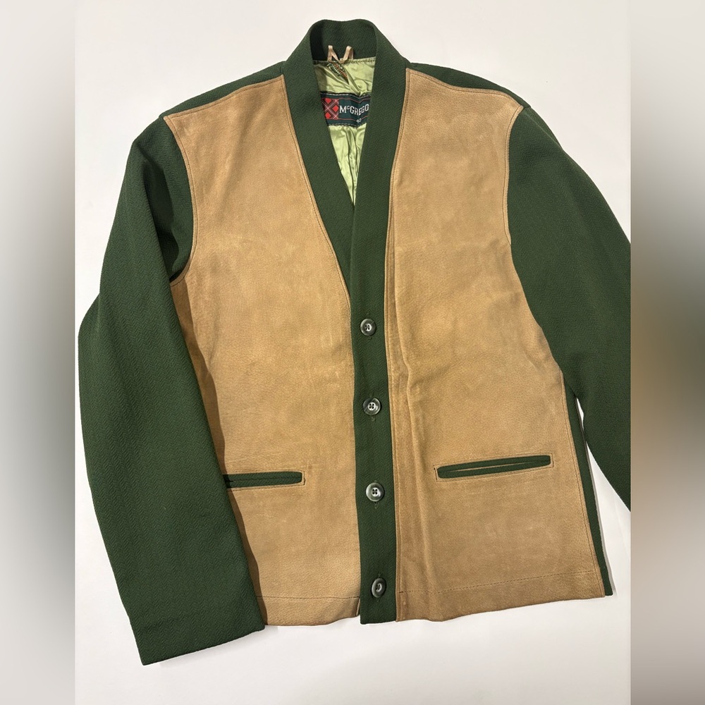 McGregor | Vintage Men's Green and Suede Shirt Jacket